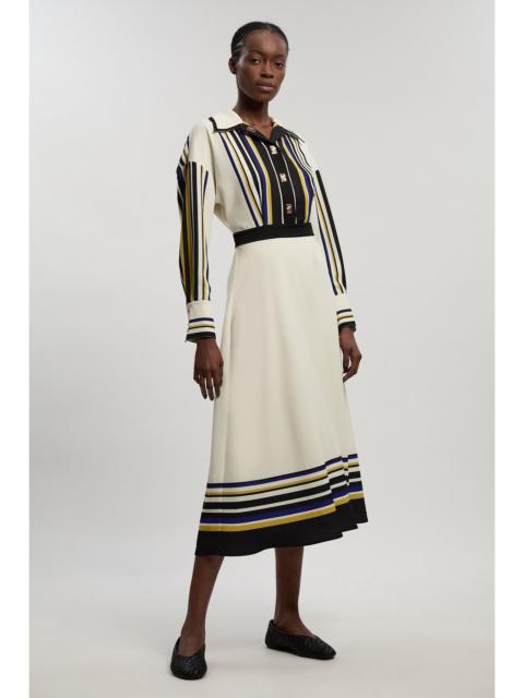 Contrast Stripe Twill Woven Maxi Shirt Dress