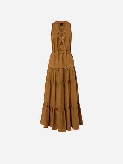 LONG COTTON DRESS WITH FLOUNCE AND RIBBONS