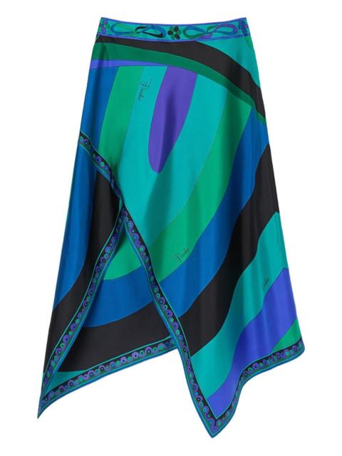 Iride-print asymmetric skirt