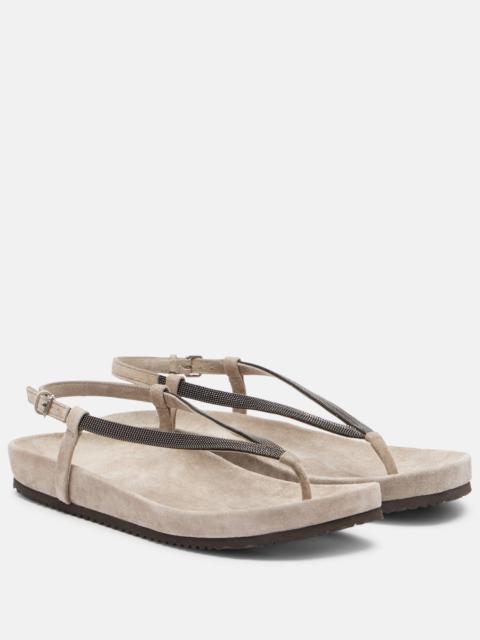 Monili suede thong sandals