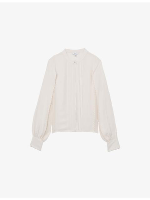 Maddie Pleated Embroidered Woven Blouse