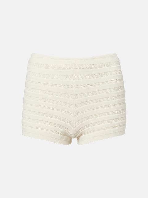 Duma pointelle cotton-blend shorts