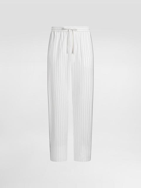 Striped poplin trousers