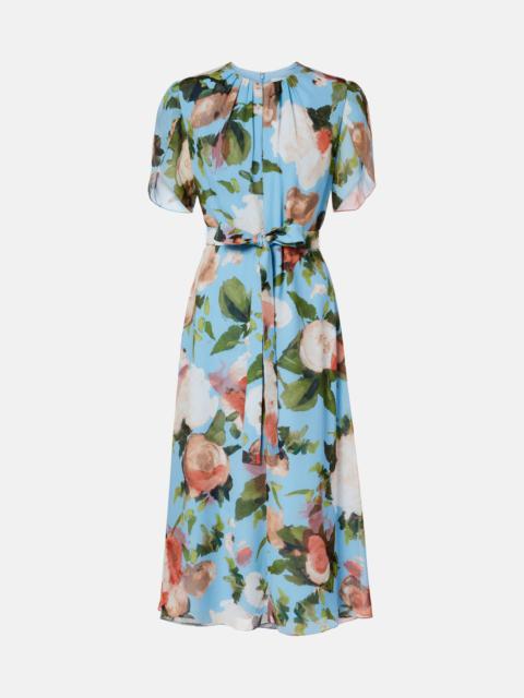 Floral silk voile midi dress