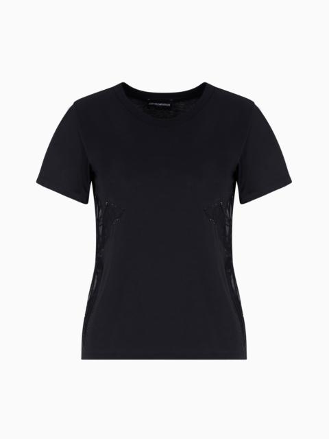 ASV SUPIMA JERSEY T-SHIRT WITH TULLE INSERTS