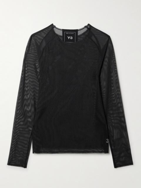 + Y-3 Layered Stretch Recycled-mesh Shirt