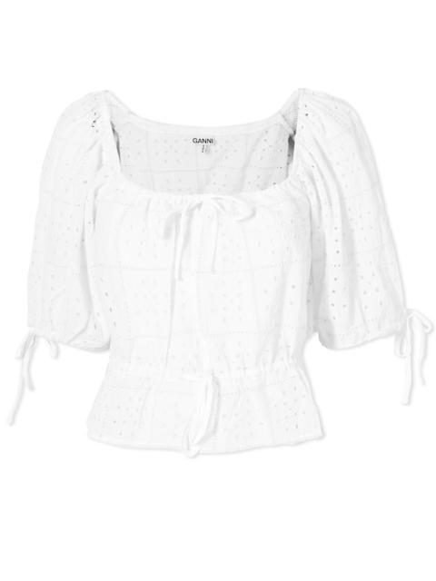 GANNI Light Broderie Anglaise Crop Top