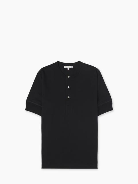 MERZ B. SCHWANEN 103 LOOPWHEELED HENLEY CHARCOAL