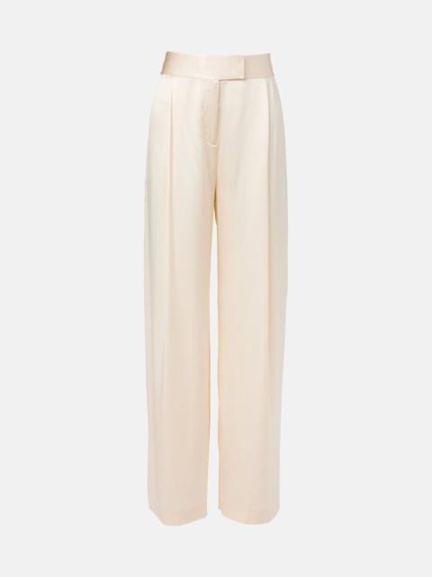 Silk satin straight pants