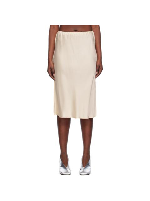 Beige Elasticized Midi Skirt