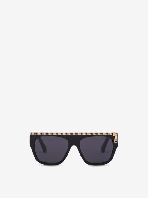 ZIP DETAIL BLACK SUNGLASSES