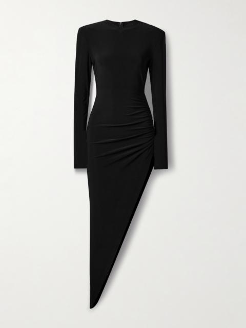 Asymmetric Ruched Stretch-jersey Dress