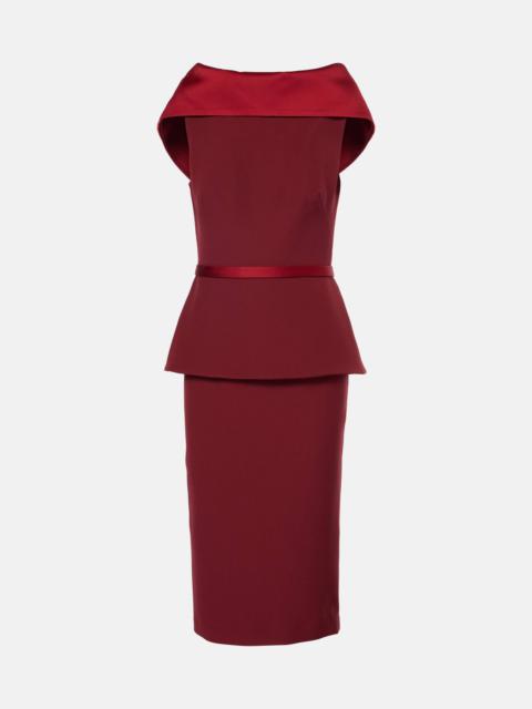 Rella draped peplum heavy crêpe midi dress