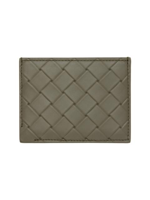 Khaki Intrecciato Stamp Credit Card Holder