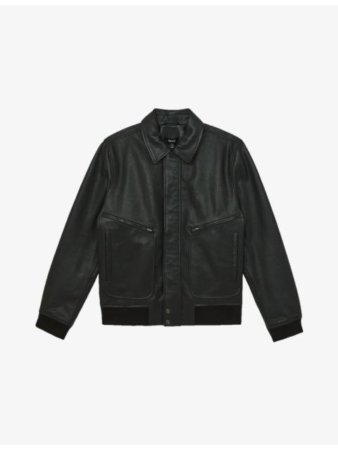 Purleigh Grained-Texture Leather Jacket
