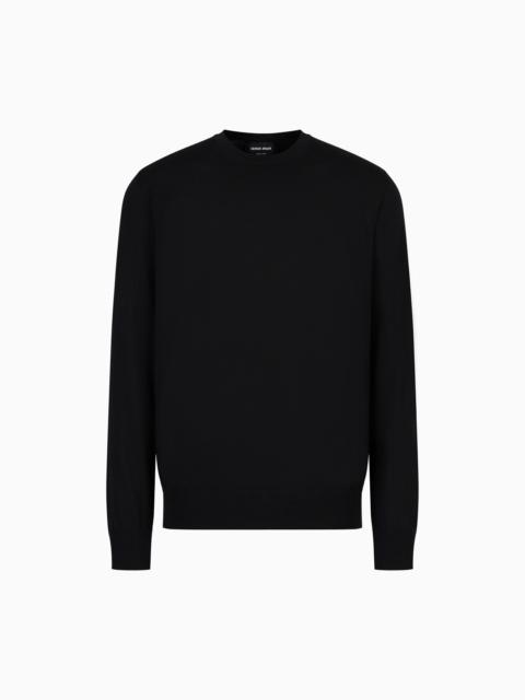Virgin-wool, crew-neck jumper