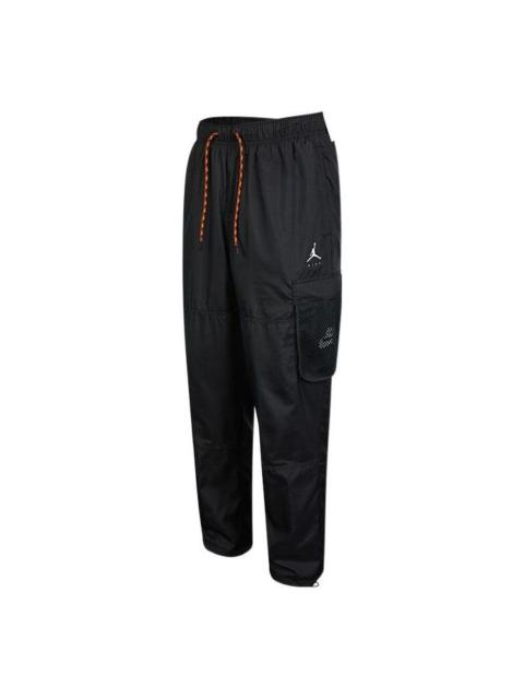 Men's Jordan Solid Color Logo Printing Lacing Woven Casual Pants/Trousers Black DJ0249-010