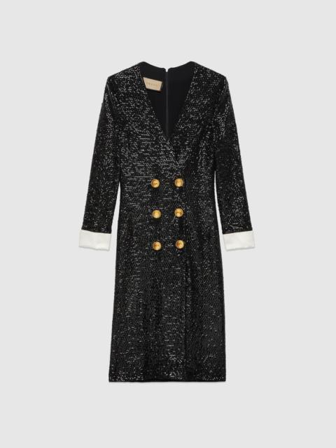 Sequin-embroidered viscose dress