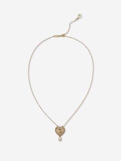 Devotion necklace in yellow gold with diamonds and pearls