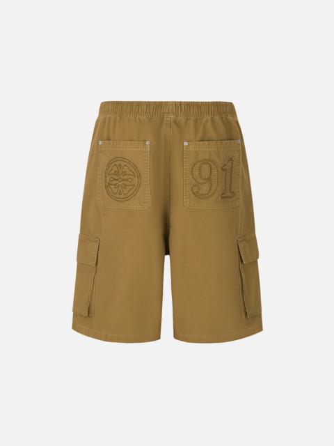 Kamon and "91" Appliqué Embroidery Regular Fit Cargo Shorts