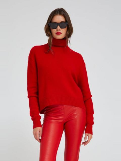 RED CASHMERE LONG SLEEVE TURTLENECK