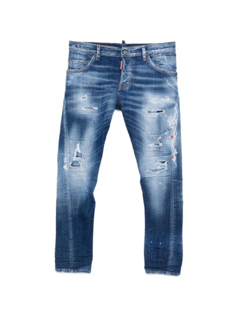 distressed-effect jeans