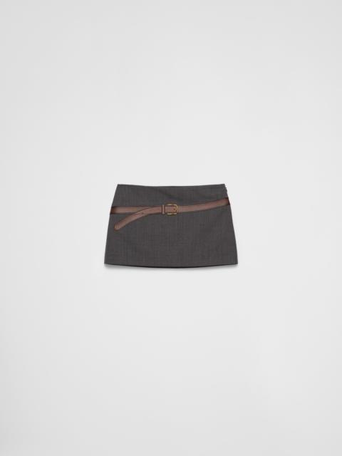 Technical wool miniskirt