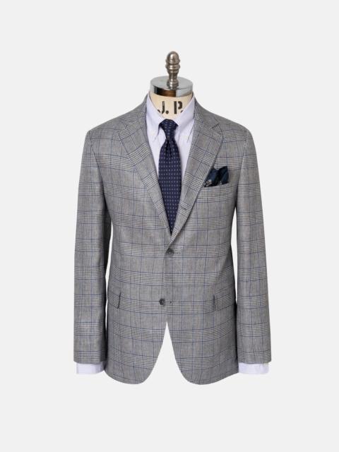 GREY & BLUE GLEN PLAID PURE LINEN SPORT COAT - TRIM FIT