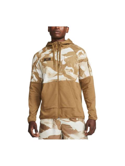 Nike Camo Dri FIT Fleece Full Zip Hoodie 'Brown' DQ4791-242