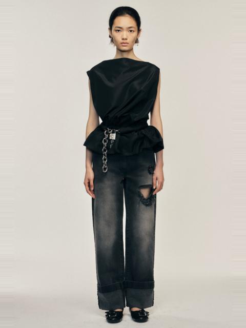 Draped Bind Peplum Top