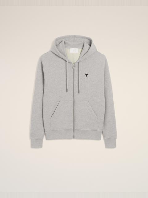 GREY COTTON ZIPPED AMI DE COEUR HOODIE