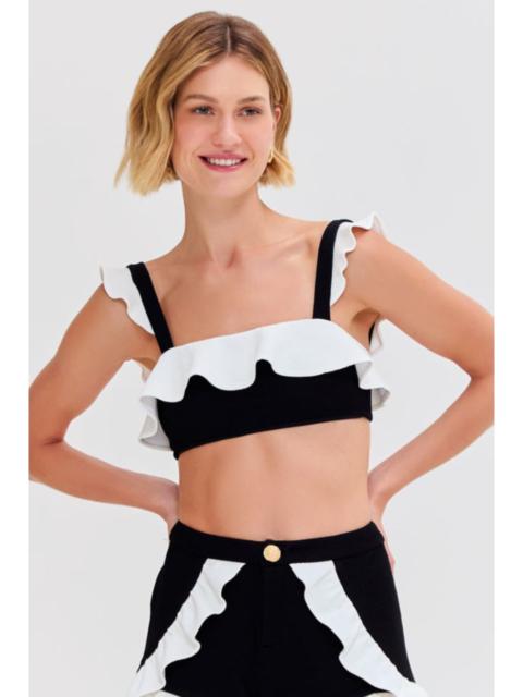 MERIAN KNIT FLUTTER COLOR BLOCK BIKINI TOP