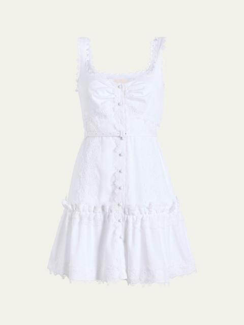 Aziza Embellished Button-Front Mini Dress