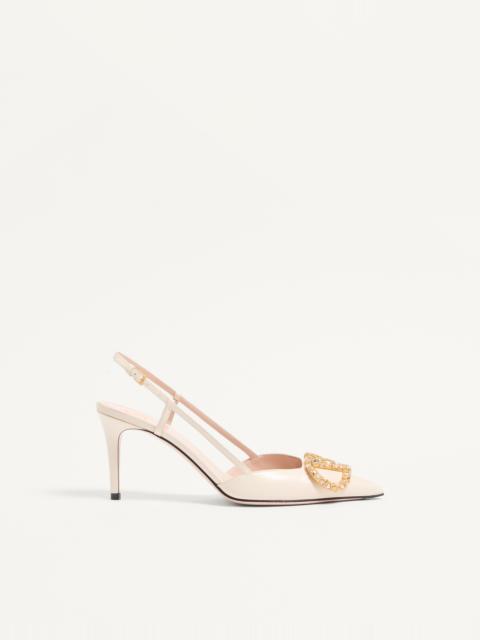 VLOGO SIGNATURE SLINGBACK CALFSKIN PUMP WITH JEWEL LOGO 80MM