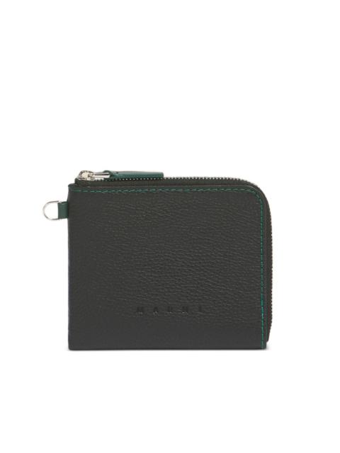 pebbled saddle-stitches wallet