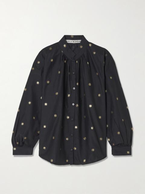 Kiki Celestial Night Printed Cotton And Silk-blend Shirt
