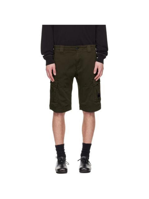 Khaki Stretch Sateen Cargo Lens Shorts