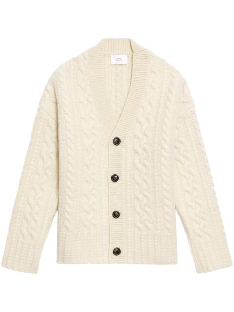 V-neck cable knit cardigan