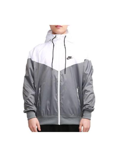 Nike Sportswear Windrunner Sports Training hooded Woven Jacket Gray White DA0002-084