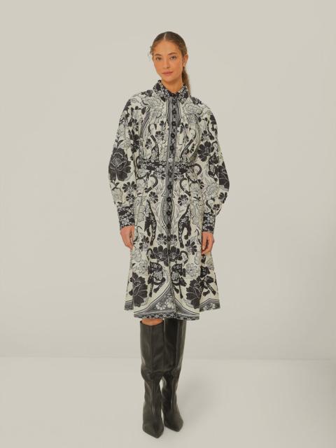 Off-White Flower Leopards Collared Midi Dress