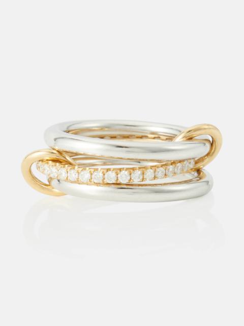 Libra sterling silver and 18kt gold ring with diamonds