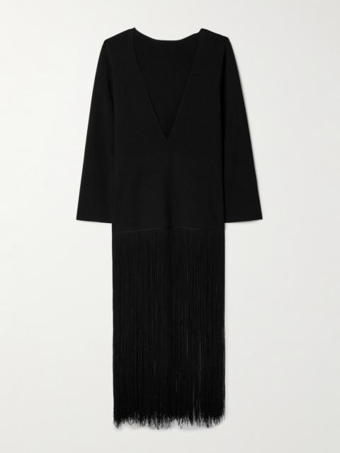 Paley Fringed Ribbed-knit Gown