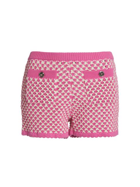 Crocheted Compact Cotton Shorts pink