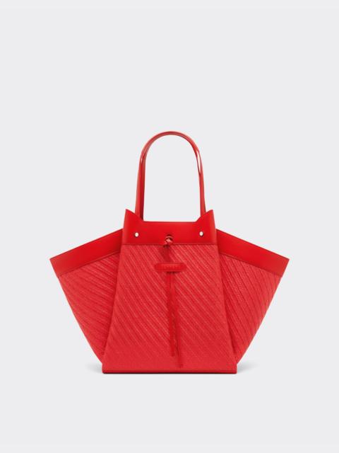 Large Ferrari raffia and leather tote bag
