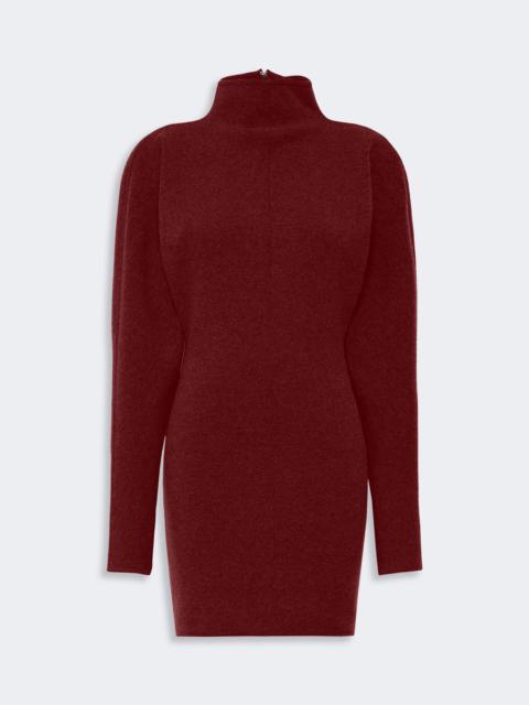 RACCONTO Short wool and cashmere yarn dress - BROWN BORDEAUX