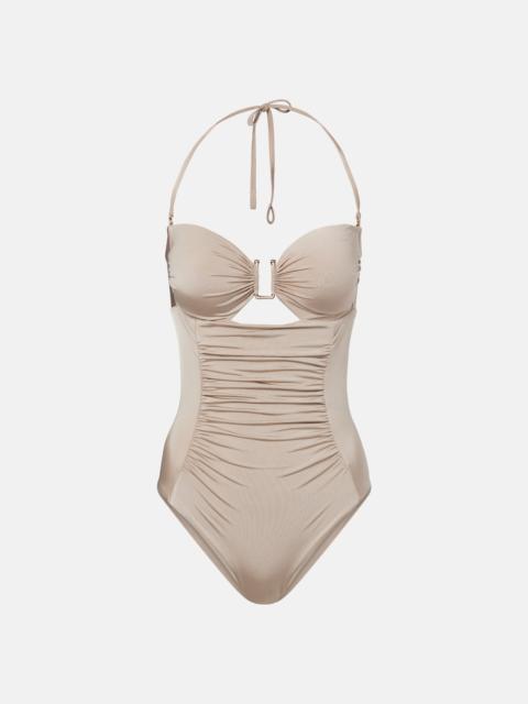 Curva ruched halterneck swimsuit