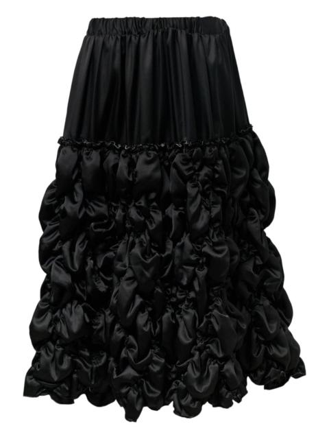 gathered-motif satin skirt
