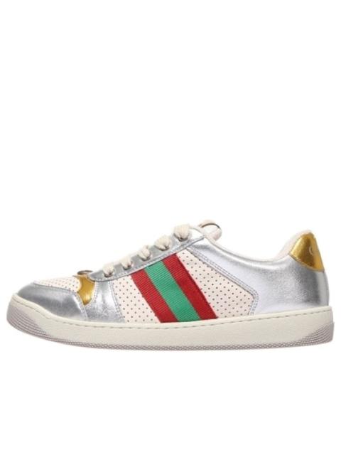 (WMNS) Gucci Screener Metallic Calfskin Web 'Silver Gold' 701103-AACEG-8143