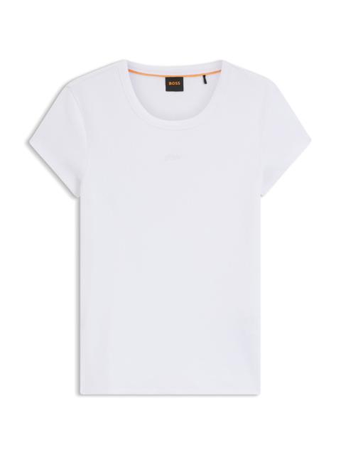 EMBROIDERED-LOGO SLIM-FIT T-SHIRT IN STRETCH COTTON