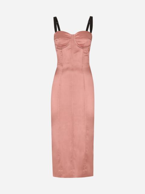 Satin calf-length corset dress